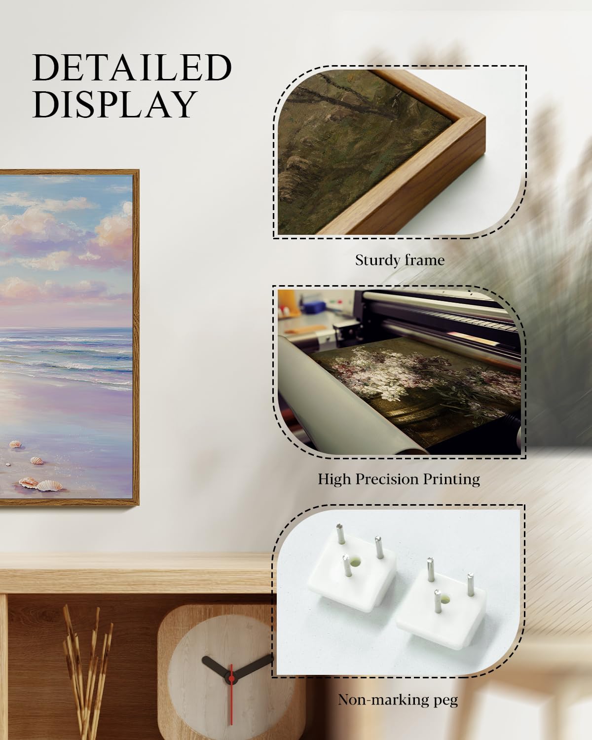 Pink Purple Coastal Sunrise 12''x16''Wall Art Set of 3 Framed Canvas Prints (The Colorful Beach / 12"x16"x3)
