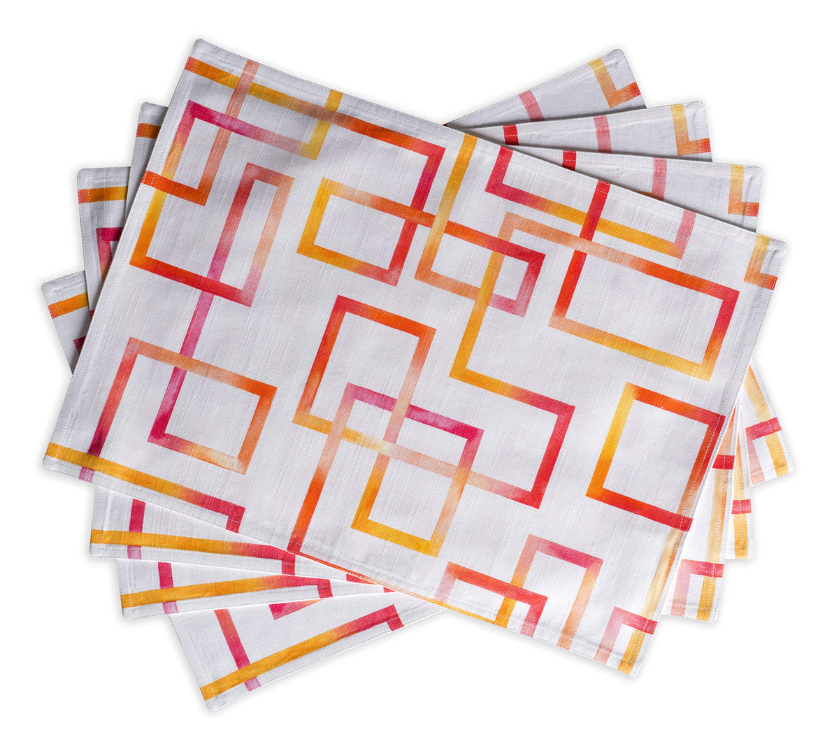 Placemats Set of 4 Reusable 100% Cotton (121 - Summer Maze / 13" X 19" (Pack of 4))