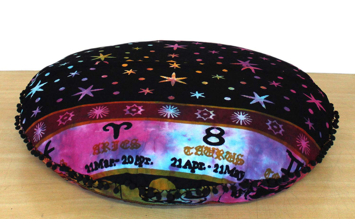 ICC 32 Inch Large Hippie Mandala Floor Pillow Ottoman Pouf Cover (Multi Color)