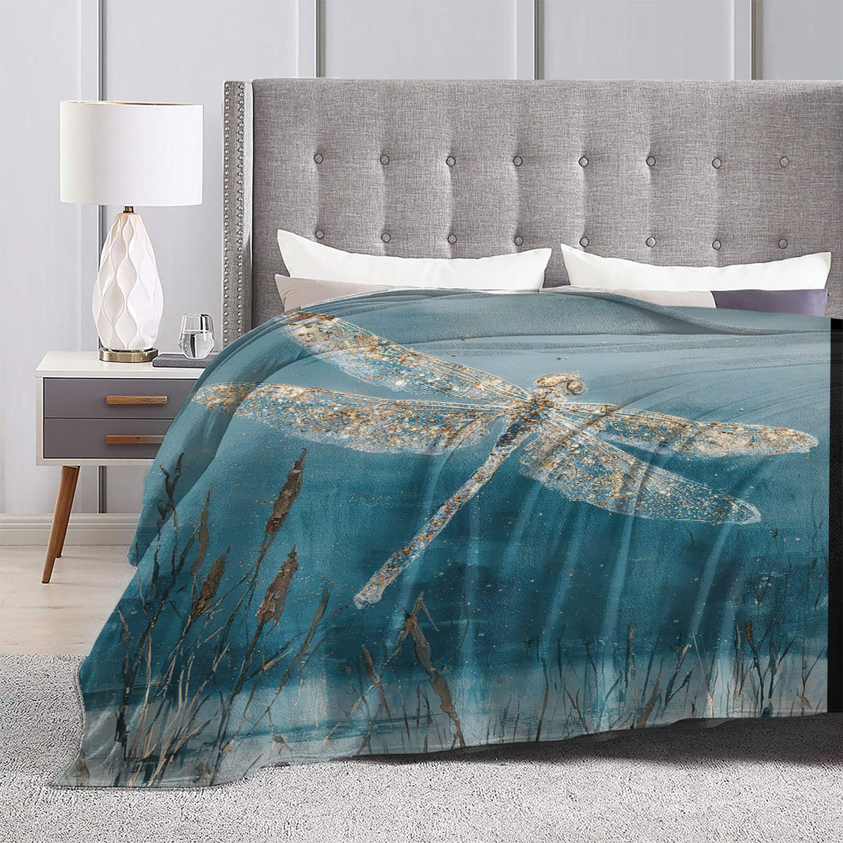 Dragonfly Fleece Throw Blanket Animal Dragonflies Gifts Room Decor 60"x80" (Dragonfly / 60"X80")