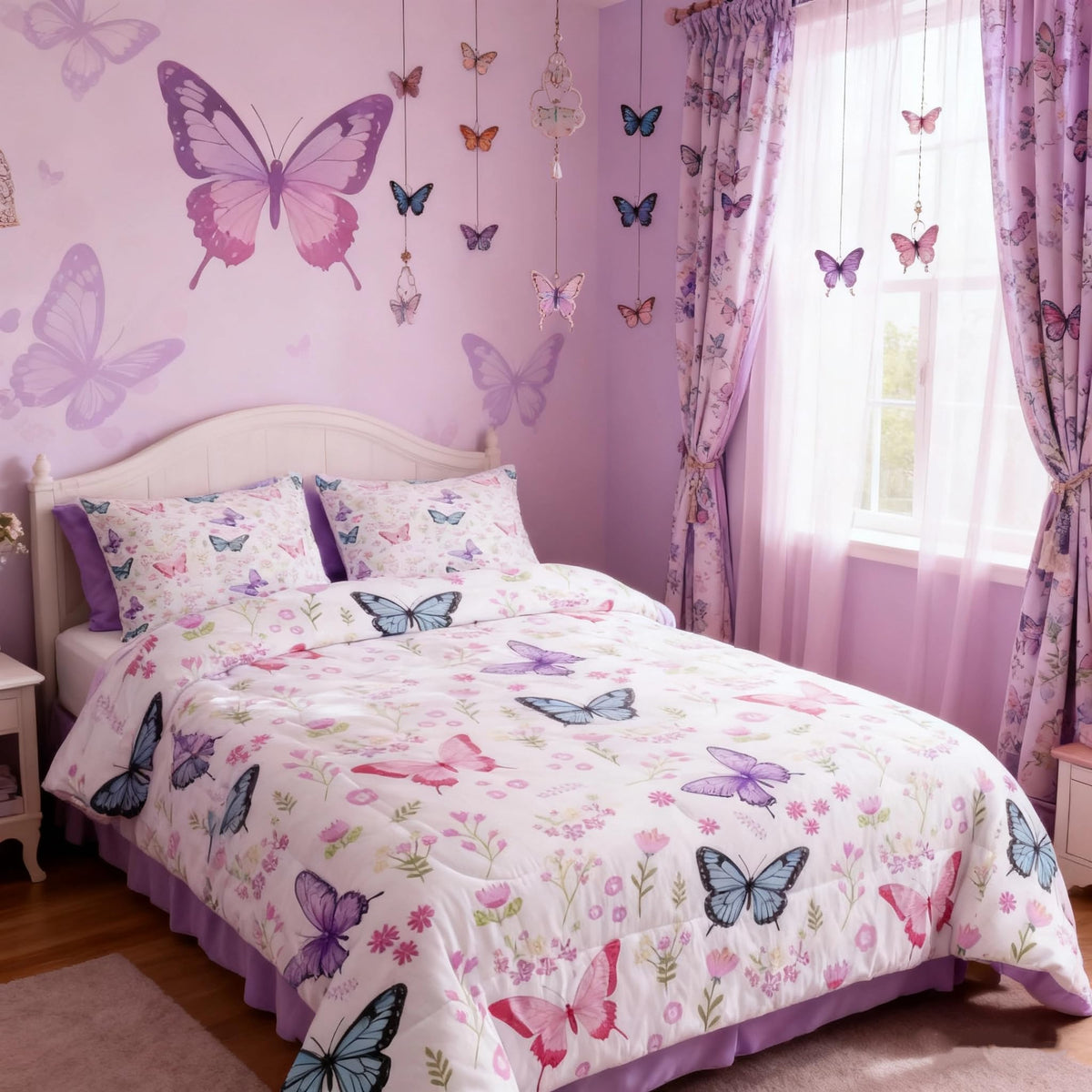Butterfly Comforter Set Queen Size 3 Pcs for Kids Boys Girls (Multi 809 / Queen)
