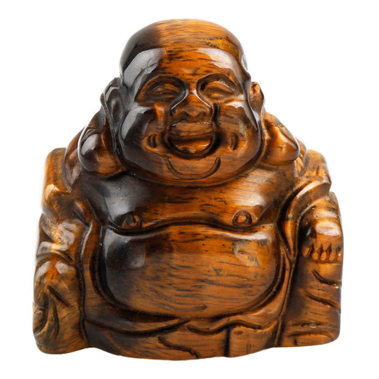 1.5" Tiger's Eye Stone Laughing Happy Buddha Feng Shui Figurine (1.5" / Tiger's Eye)