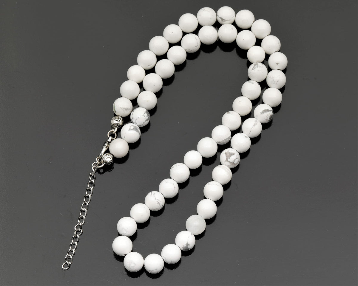 Natural Howlite Beaded Choker Necklace (Howlite / 16 Inches)