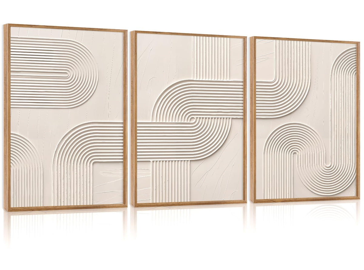 3D Textured Geometric Lines Framed Wall Art (3d Line)
