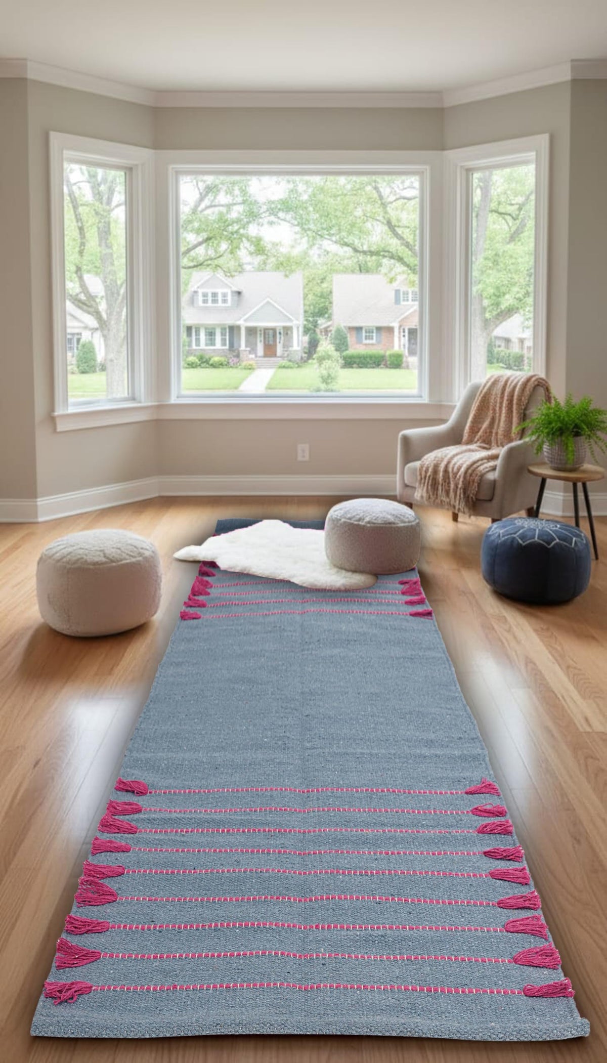 Indian Handmade 100% Organic Cotton Yoga Mat (Light Blue)