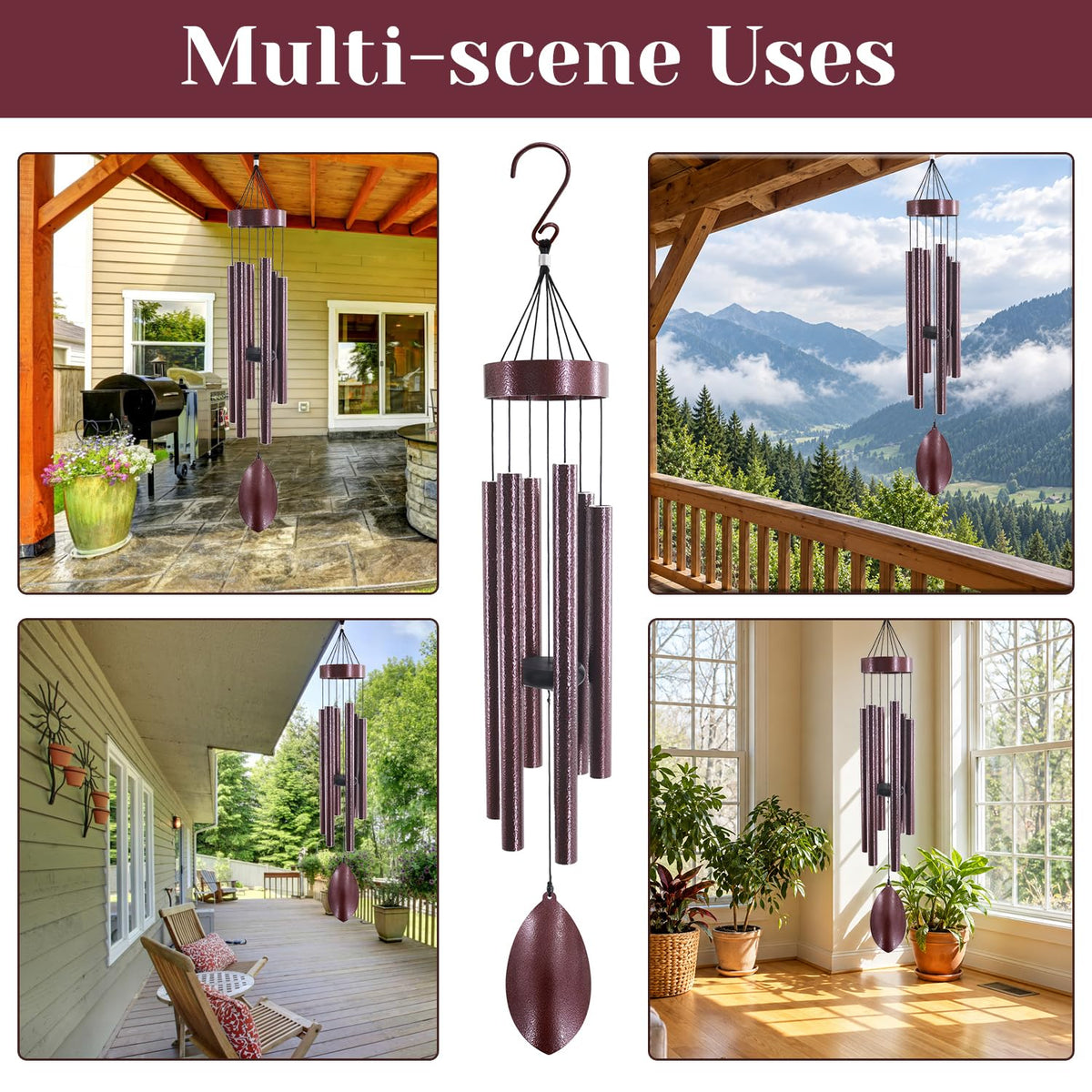 36 Inch Deep Tone Wind Chimes for Outside (36"bz)