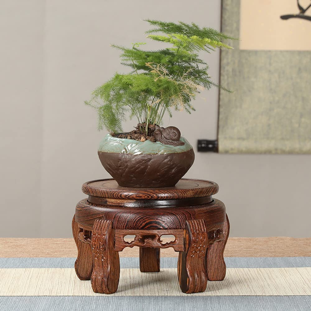 Elegant Rosewood Tiger Foot Pedestal Buddha Vase Base (B1-5.9'' inside diameter)