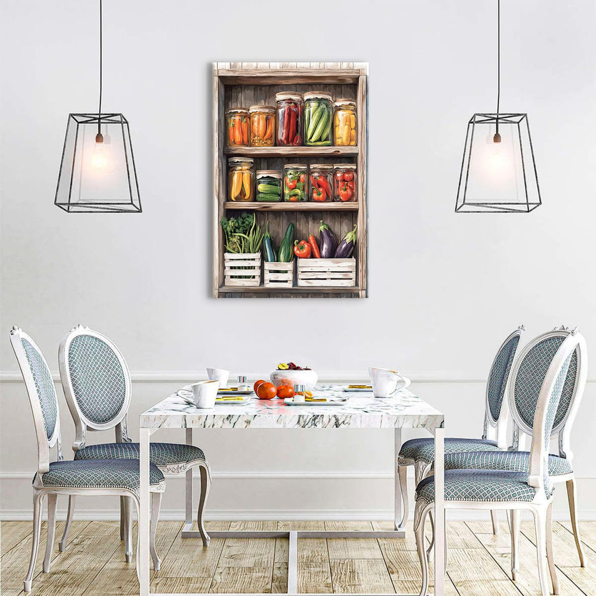 Kitchen Canvas Wall Art Colorful Food Wall Decor for Dinner Room Decorations Farmhouse Vintage Herb Mason Jar Picture Prints Poster Abstract Spices Seasoning Painting Artwork Decor 24x36 (36"L x 24"W / Kitchen)