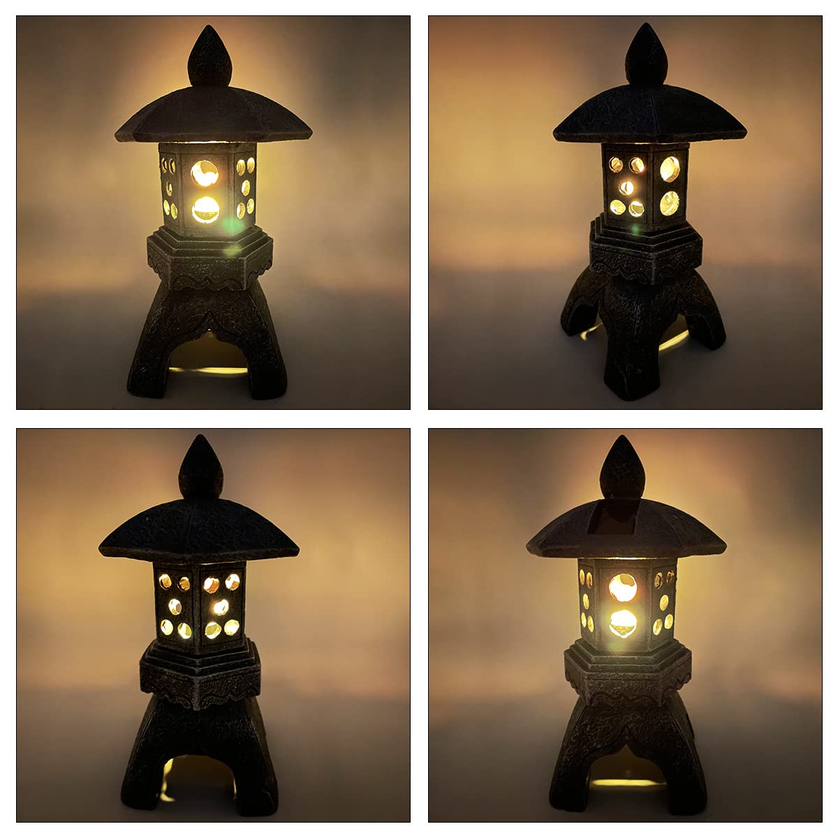 Pagoda Lantern Garden Statue with Solar Lotus Lights (Style 3)