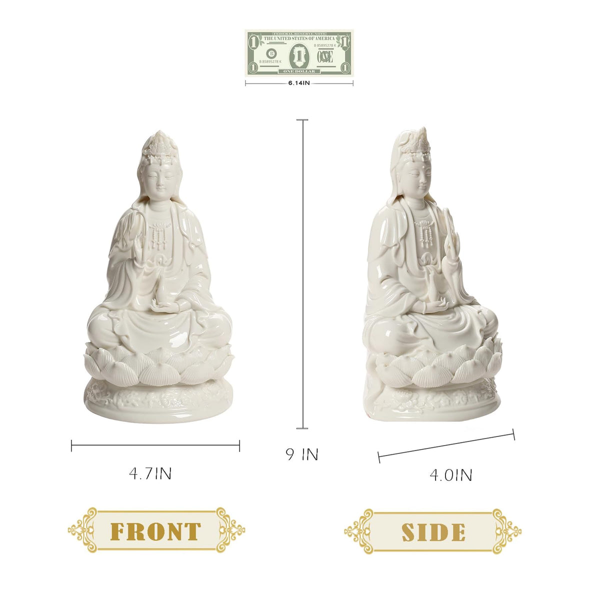 Porcelain Guan Yin Statue (White / Small)