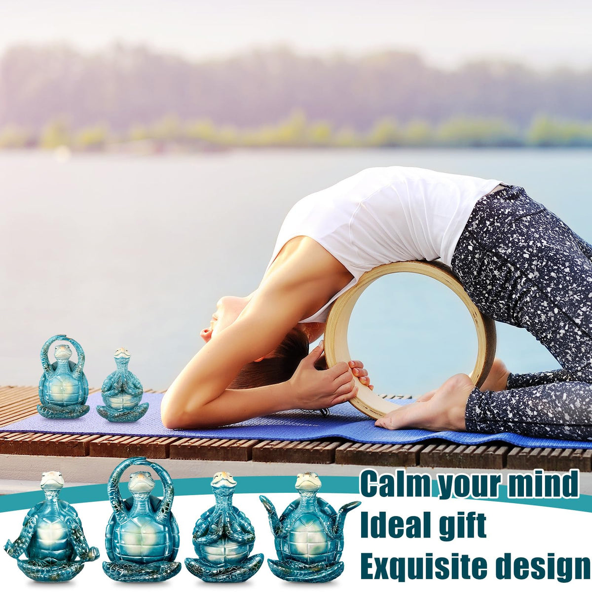 4 Pcs Sea Turtle Figurines Resin Meditation Yoga Statue Gift (Fashion)