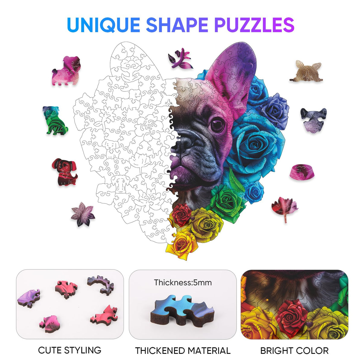 Wooden Puzzles for Adults (Love Bulldog / 500 pieces)