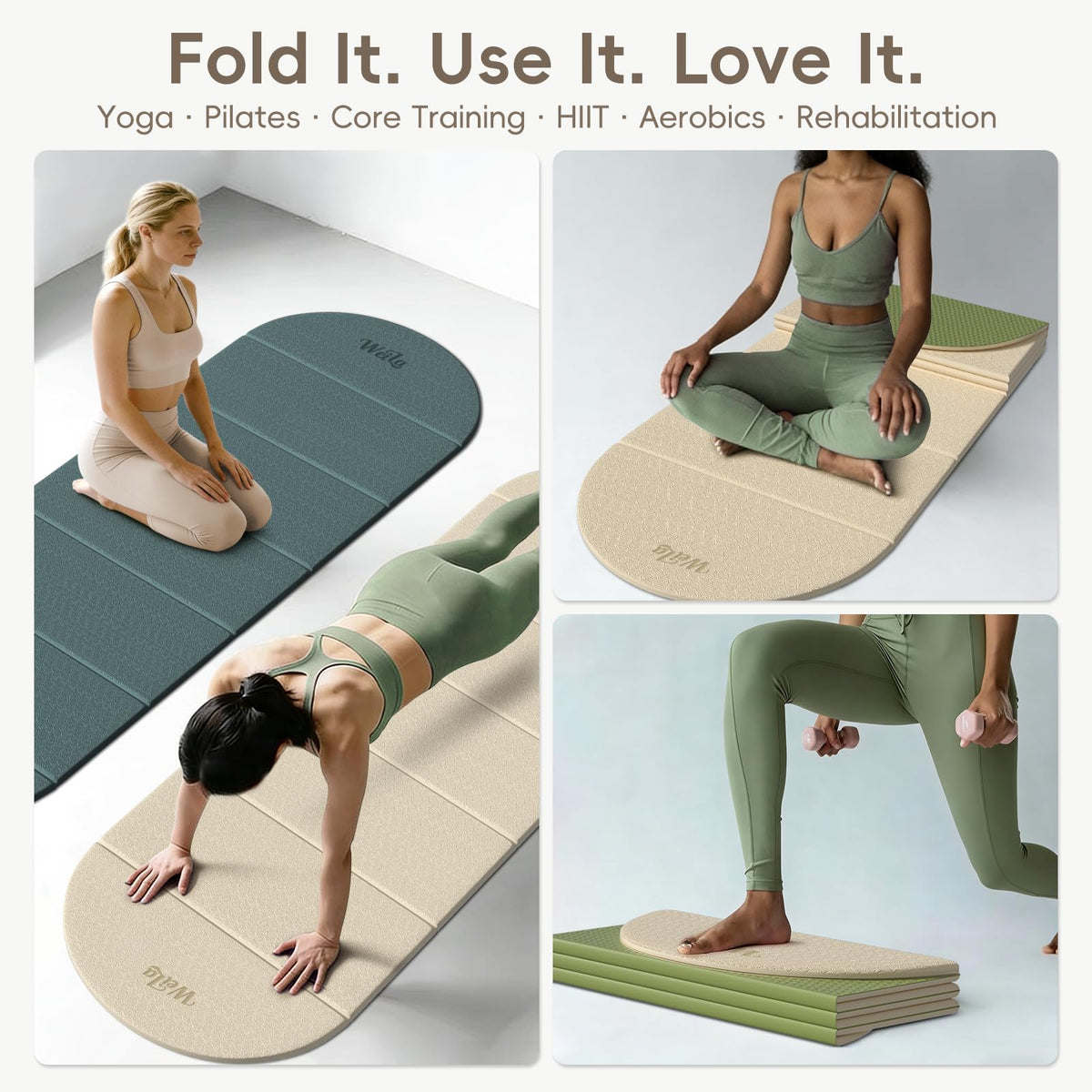 Foldable Yoga Mat (Cream & Matcha Green)