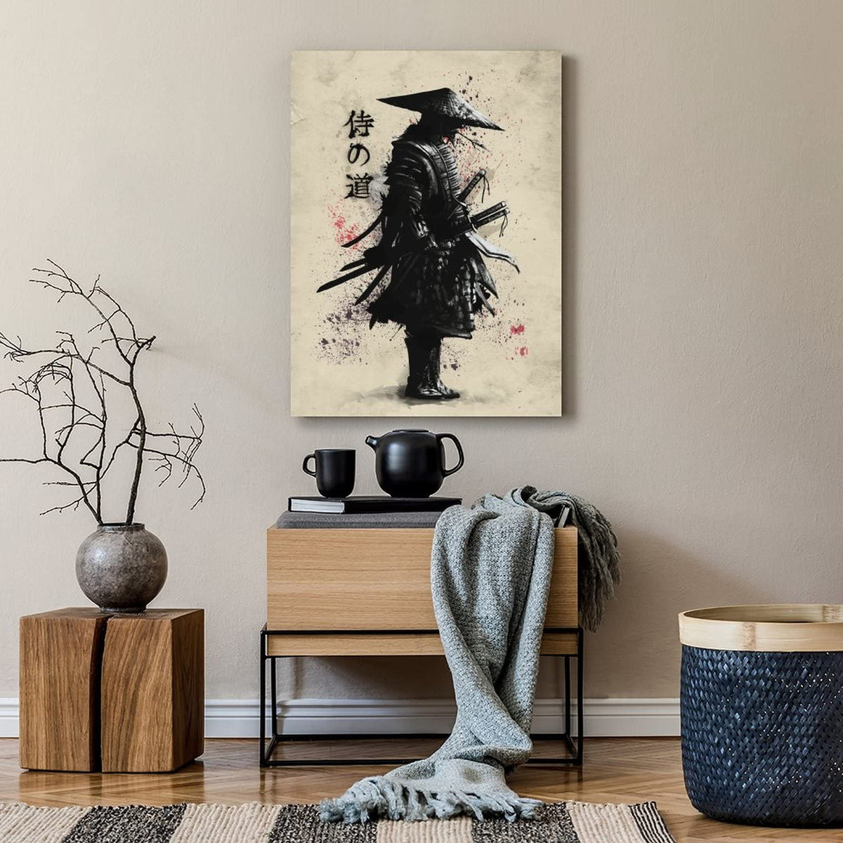 Canvas Poster Japanese Bushido Samurai Warrior Modern Character Wall Art Poster Prints Picture Decoration for Living Room Bedroom Unframed 12 x18 inches (18"L x 12"W / Unframe-8)