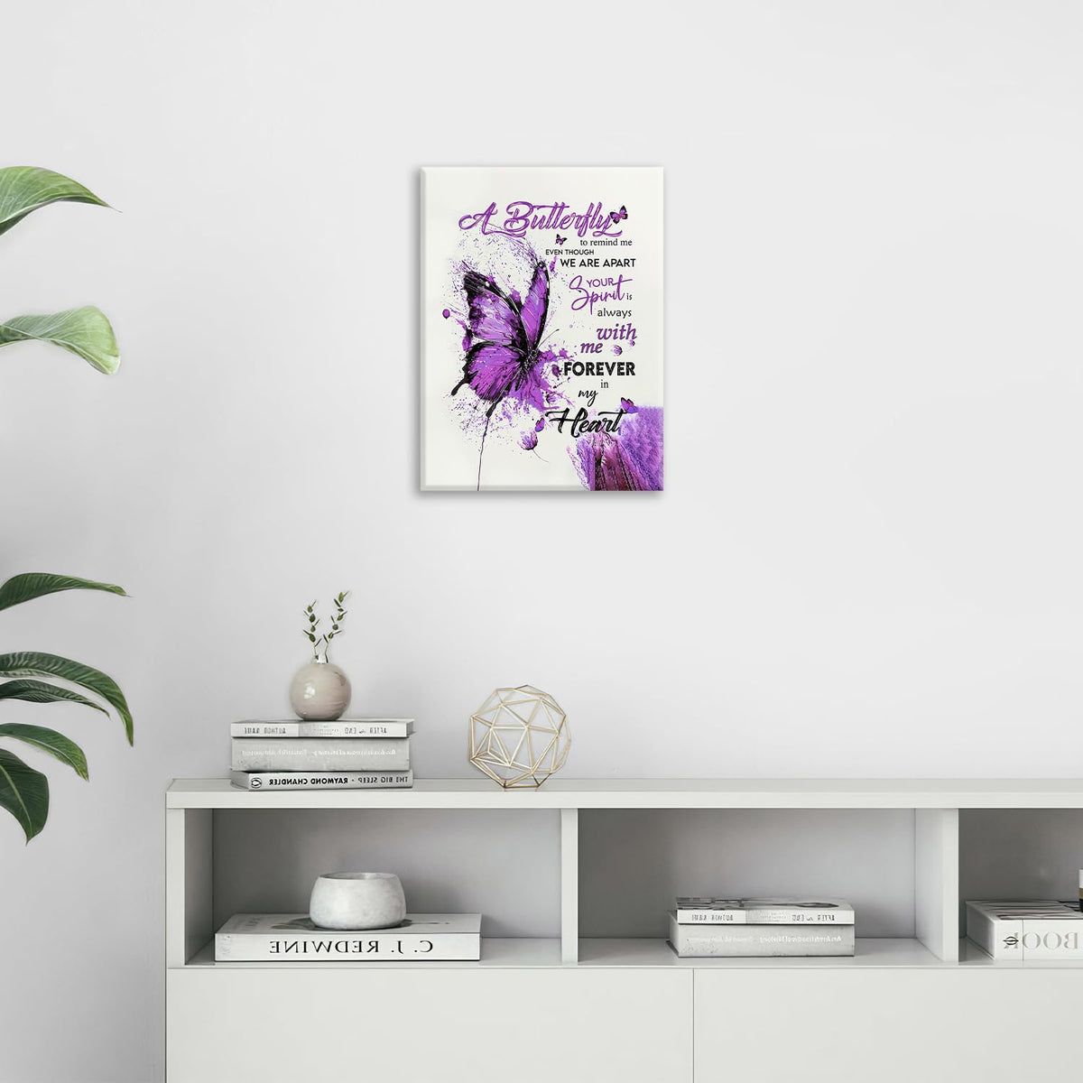 Purple Butterfly Canvas Wall Art Watercolor Butterfly Pictures Wall Decor Inspirational Quotes Prints Painting Framed Artwork Decoration For Bathroom Bedroom Living Room Office 20"x16" (20"L x 16"W / Watercolor Butterfly-Pu)