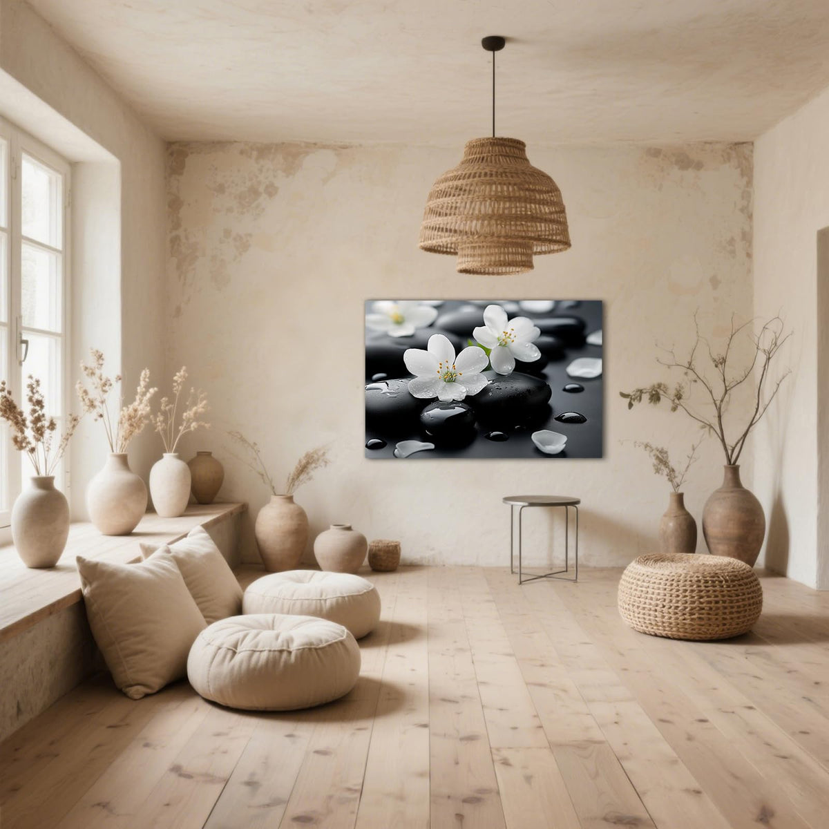 Zen White Cherry Blossom Canvas Wall Art (WE000050-4 / 36"L x 24"W)