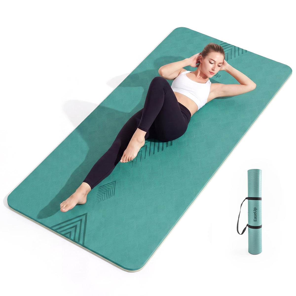 Large Yoga Mat 73x35.5x0.4" (Green/light green)