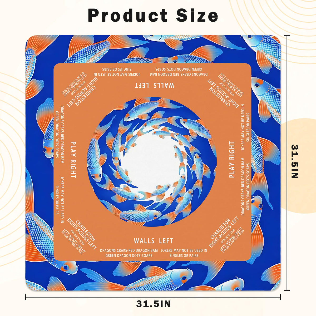 Blue and Orange Japanese Mahjong Mat for Table (Blue and Orange)
