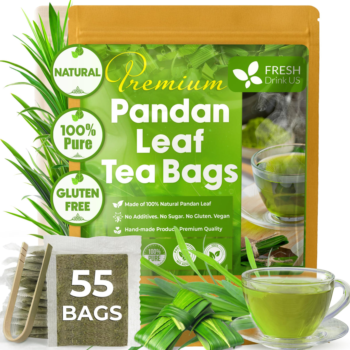 Premium Pandan Leaf Tea (55 Tea Bags)