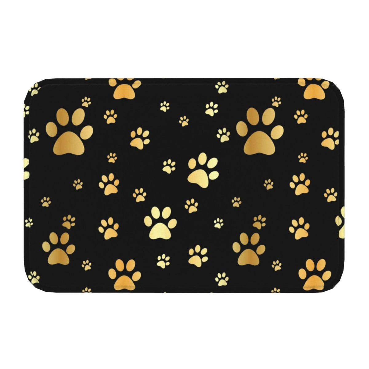 Dog Gold Paw Prints Bath Mat Non (1'4" x 1'11" (Rectangular) / Dog Gold Paw Prints)