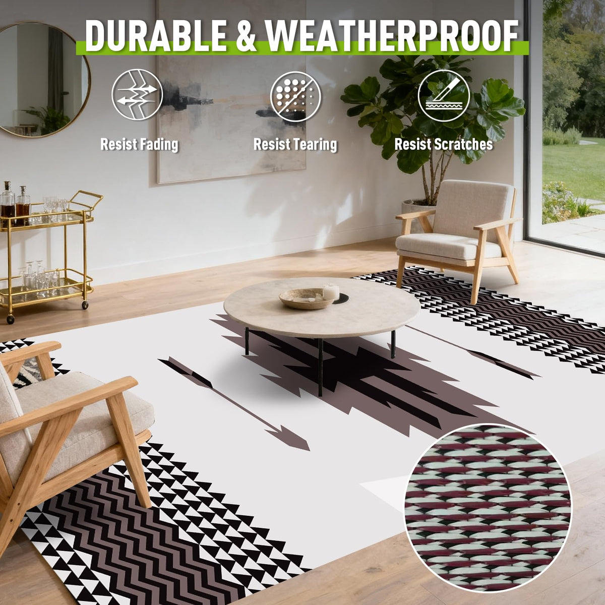 Vintage Outdoor Rug 6x9 ft Waterproof Plastic Mat for RV Patio (Navajo Arrow / 6x9 Feet)