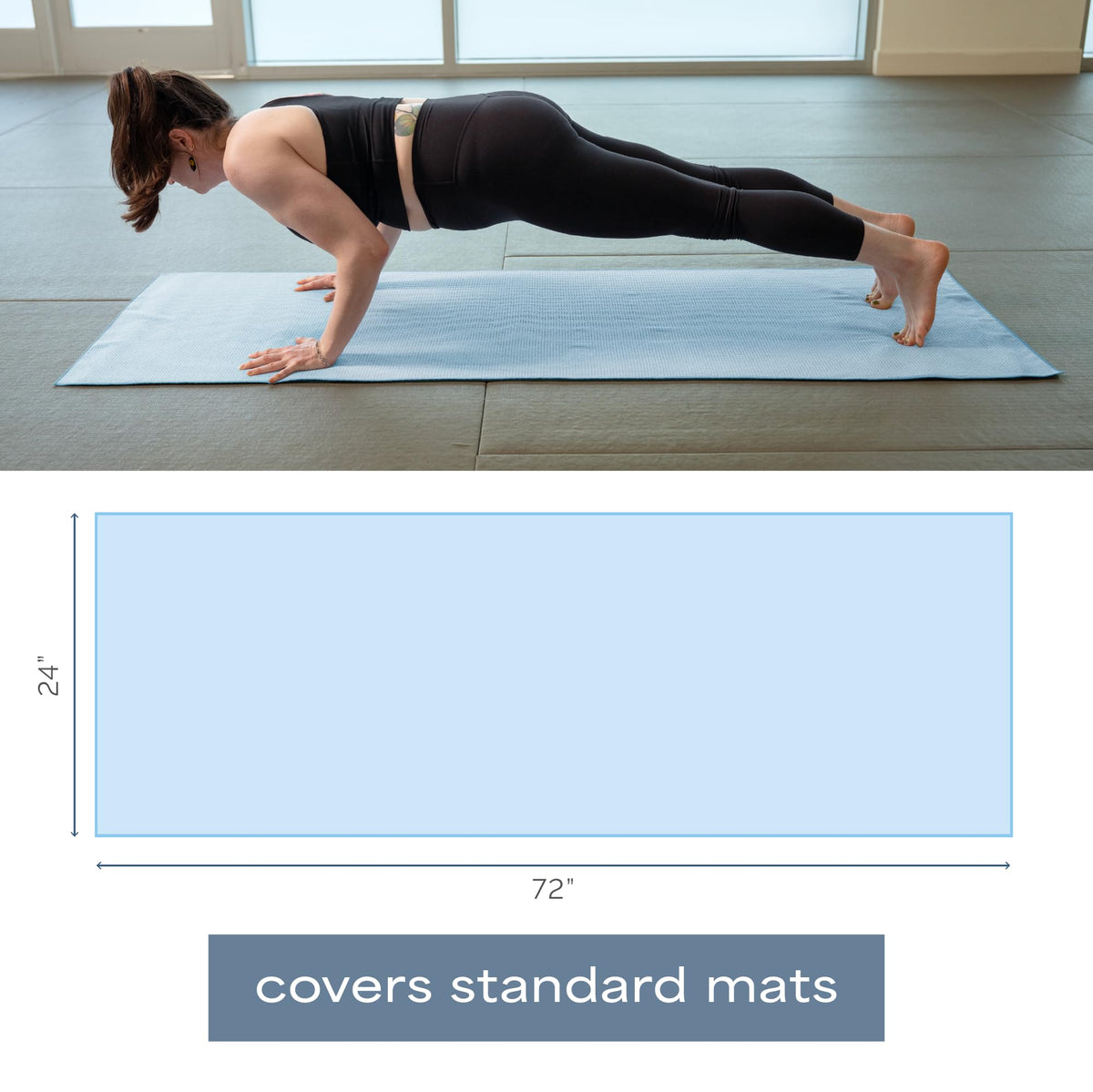Aura Microfiber Yoga Mat Towel with Grip (Blue)