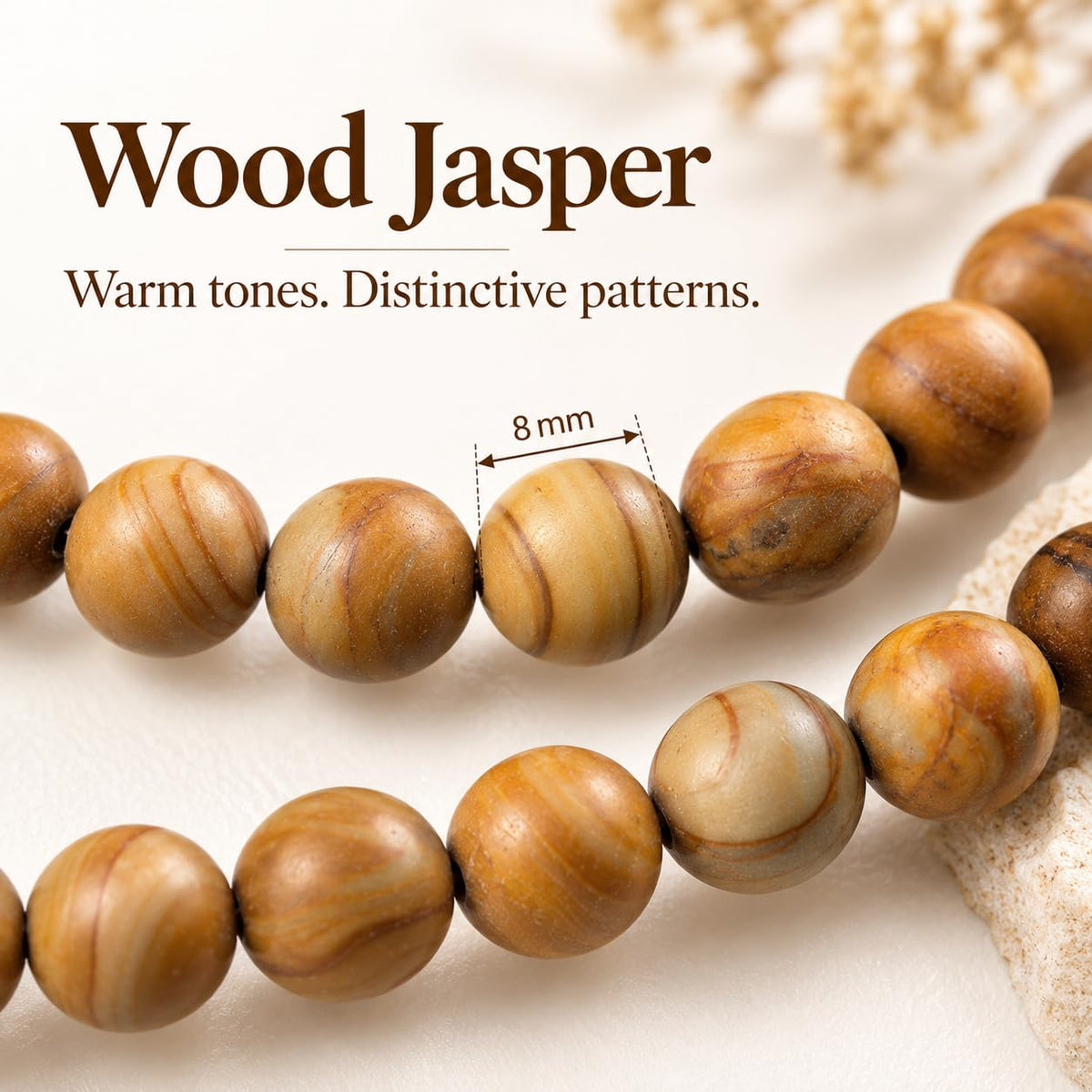 Necklace 108 Mala Beads Bracelet Buddhist Prayer Pendant Necklace (Wood Jasper-Buddha)
