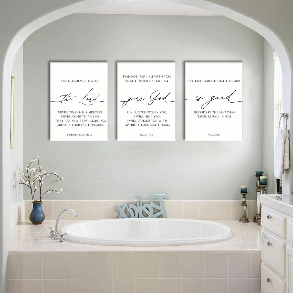 3 Piece Scripture Christian Canvas Wall Art Bible Verse Jesus Wall Art Bible Quotes Church Decor Lamentations Isaiah Psalm Art Prints for Living Room Bedroom Office 16"x24" (Psalms of Lament / 16x24in)