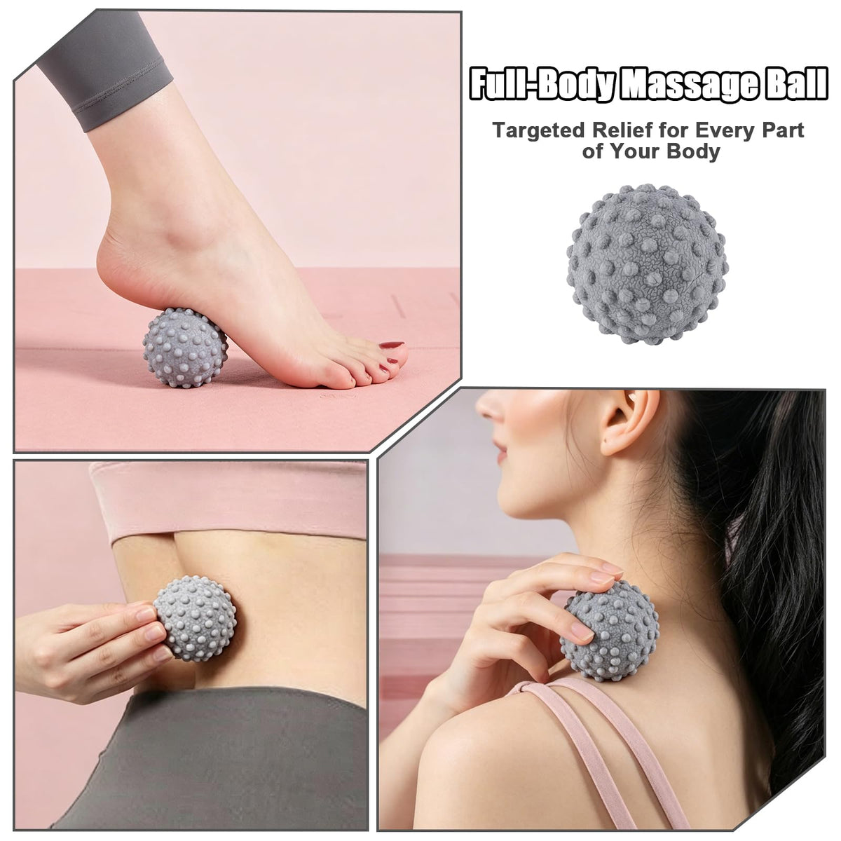 Silicone Foot Massage Acupressure Mat with 2 Massage Balls (Cool Gray)
