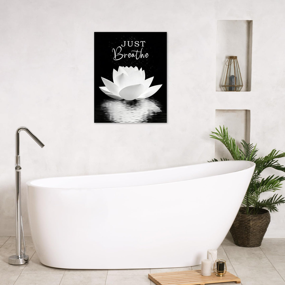 Black and White Zen Wall Art (Black and White / 20"L x 16"W)