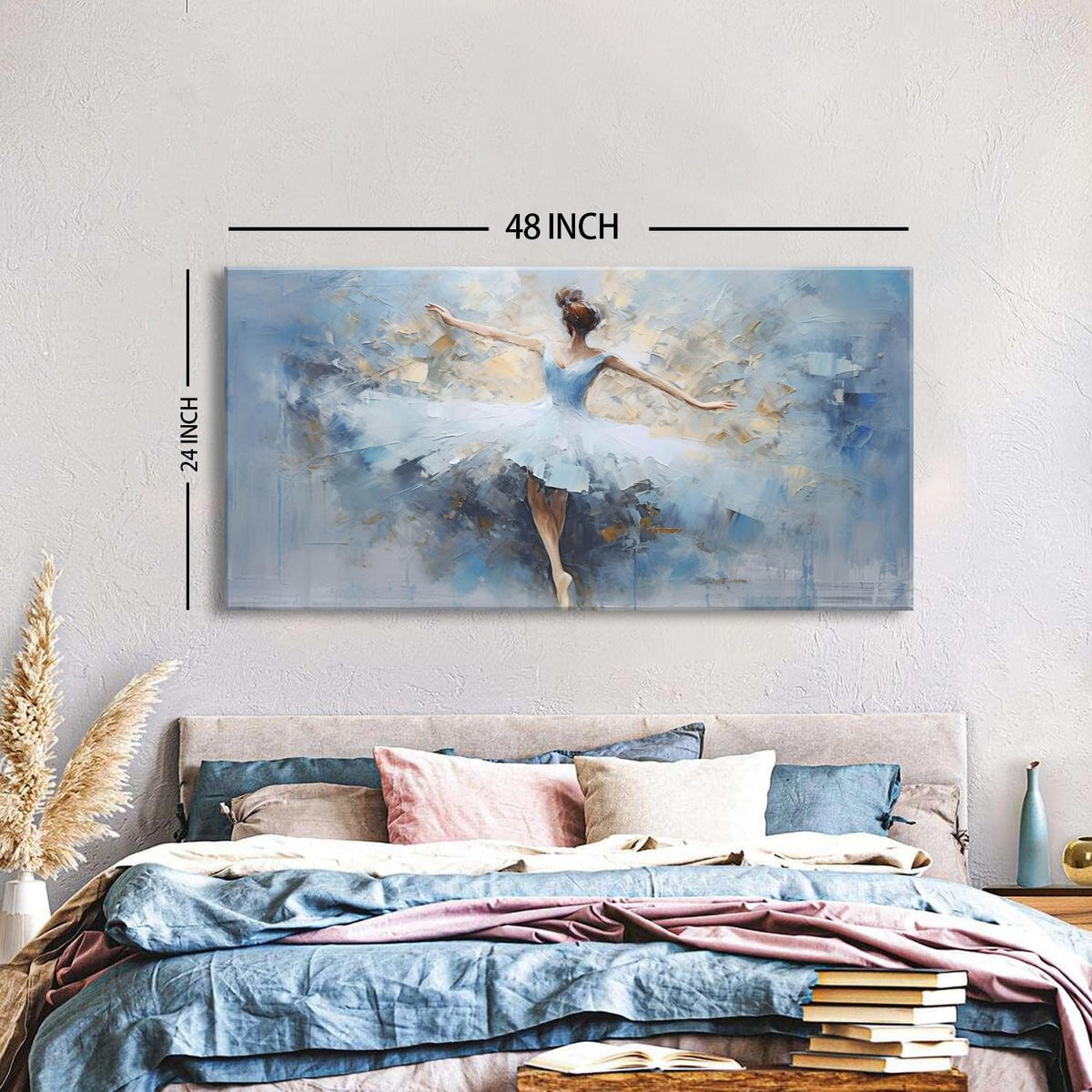 Abstract Ballet Dancer Canvas Wall Art White Ballet Girl Dancer Wall Decor Beautiful Dancing Ballerina Print Paintings Minimalist Artwork for Living Room Girls Bedroom Home Decorations 24x48 (48"L x 24"W / Ballet)