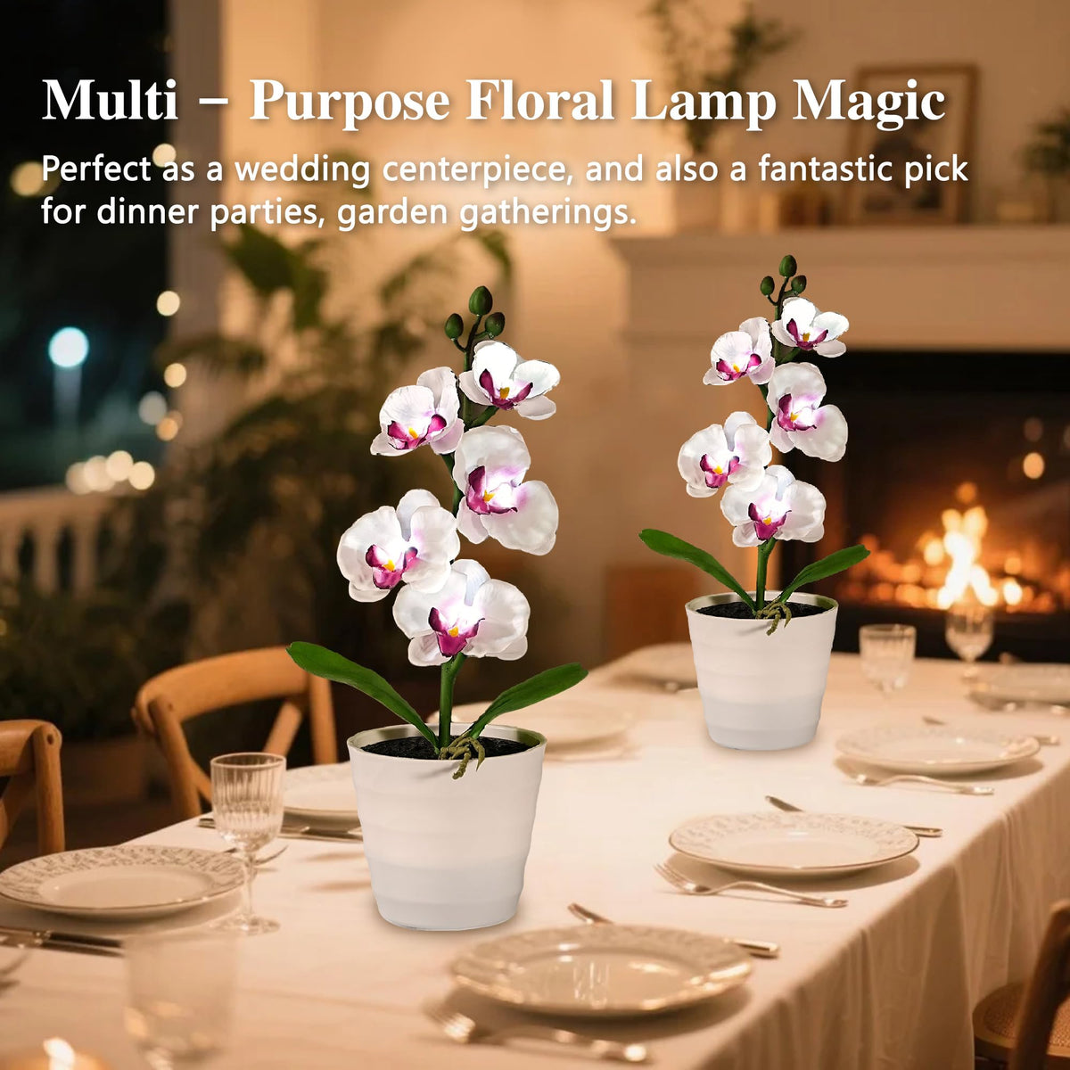 Artificial White Phalaenopsis Orchid Flower Lamp (Orchids-White)