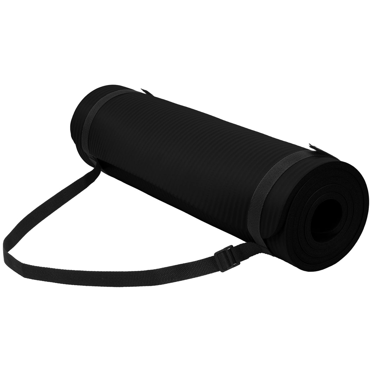 1/2-Inch Thick High Density Foam Exercise Yoga Mat with Carrying Strap, Midnight (Midnight)
