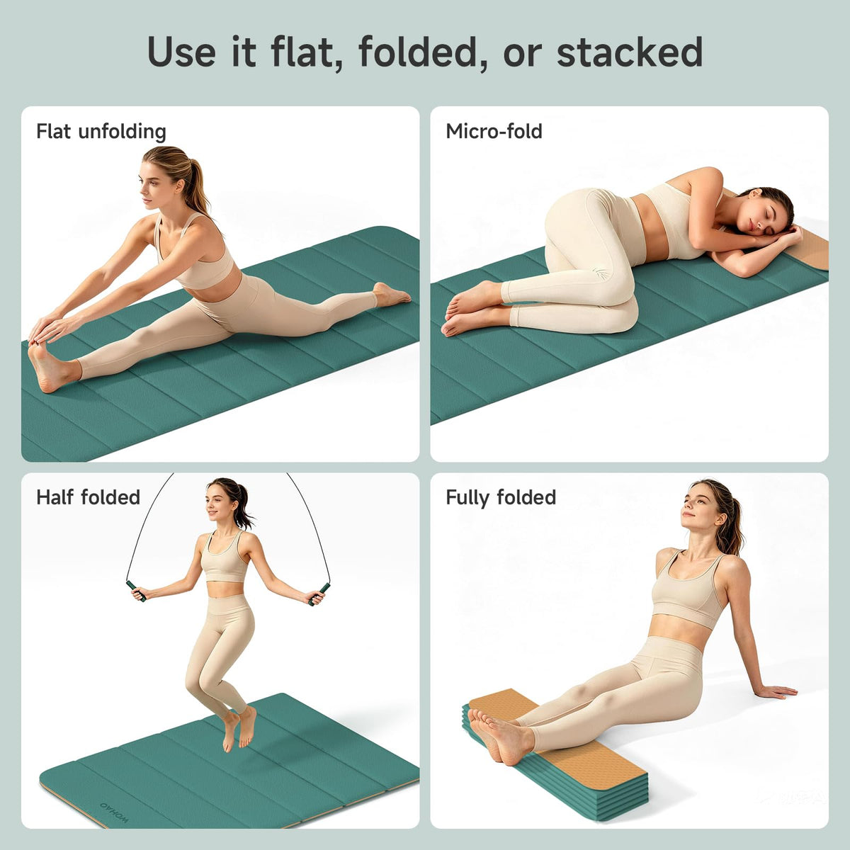 12F Foldable Yoga Mat 192 * 67 * 1 (Green+Orange)