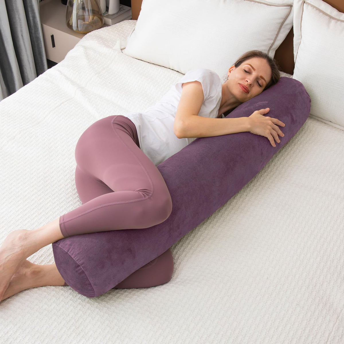 Bolster Pillow for Bed (Purple / 47 inch)