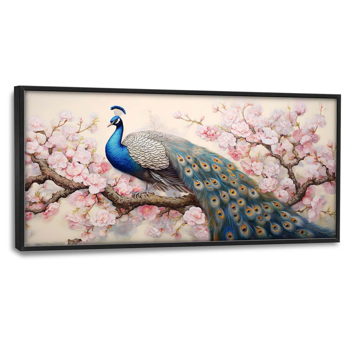 Peacock Large Wall Art Elegant Peacock Pictures Wall Decor Pink Flower Tree Canvas Print Painting Artwork for Bathroom Living Room Bedroom 60L x 30W (Peacock / 60"L x 30"W)