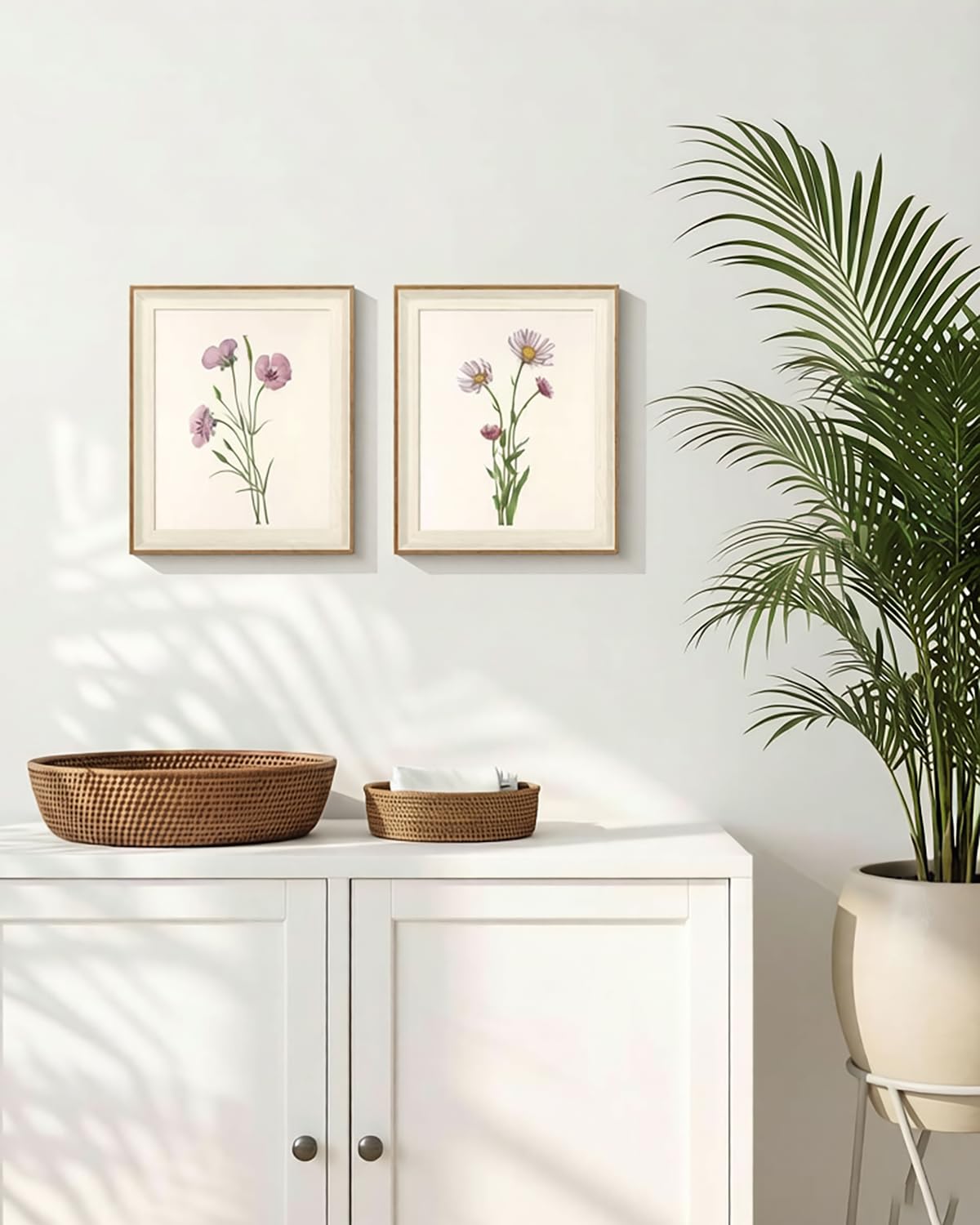 Framed Vintage Sketch Wildflower Botanical Wall Art Set (Wildflower Botanical Set / 12"L x 10"W)