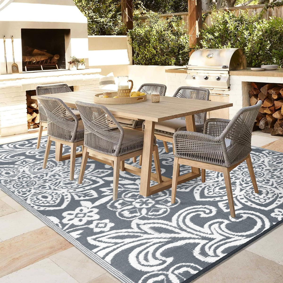 Waterproof Outdoor Rug 5' x 8' (Grey / 5 x 8 Feet)