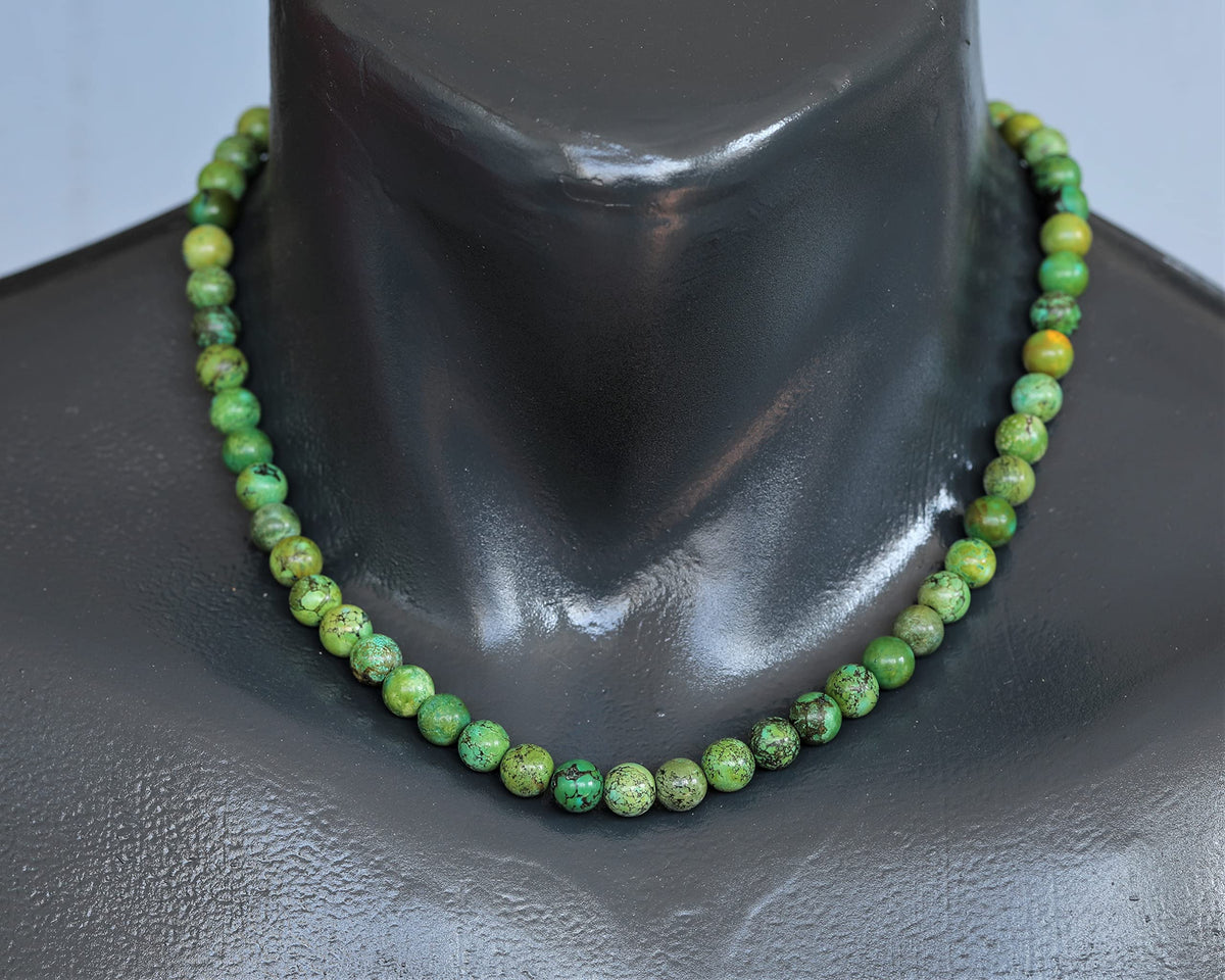 Natural Green Turquoise Beaded Choker Necklace (Green Turquoise / 32 Inches)