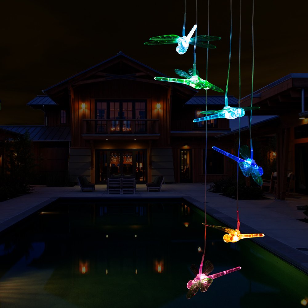 LED Solar Dragonfly Wind Chimes Outdoor