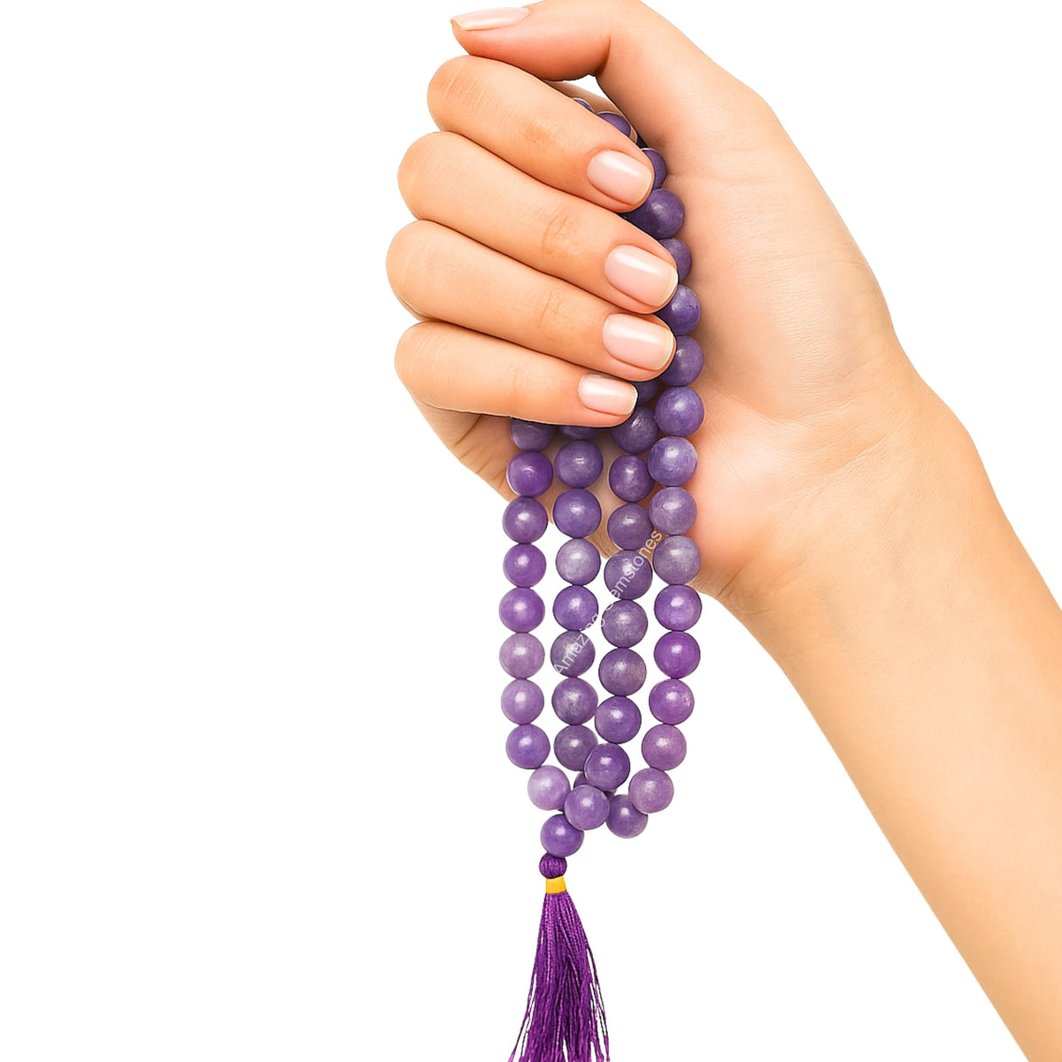 Lepidolite Buddhist Prayer Beads Japa Mala with 108 Meditation Beads (Without Knots / Lepidolite)