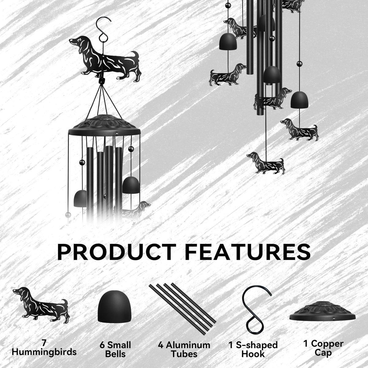 Dachshund Wind Chimes (Black / Dachshund)