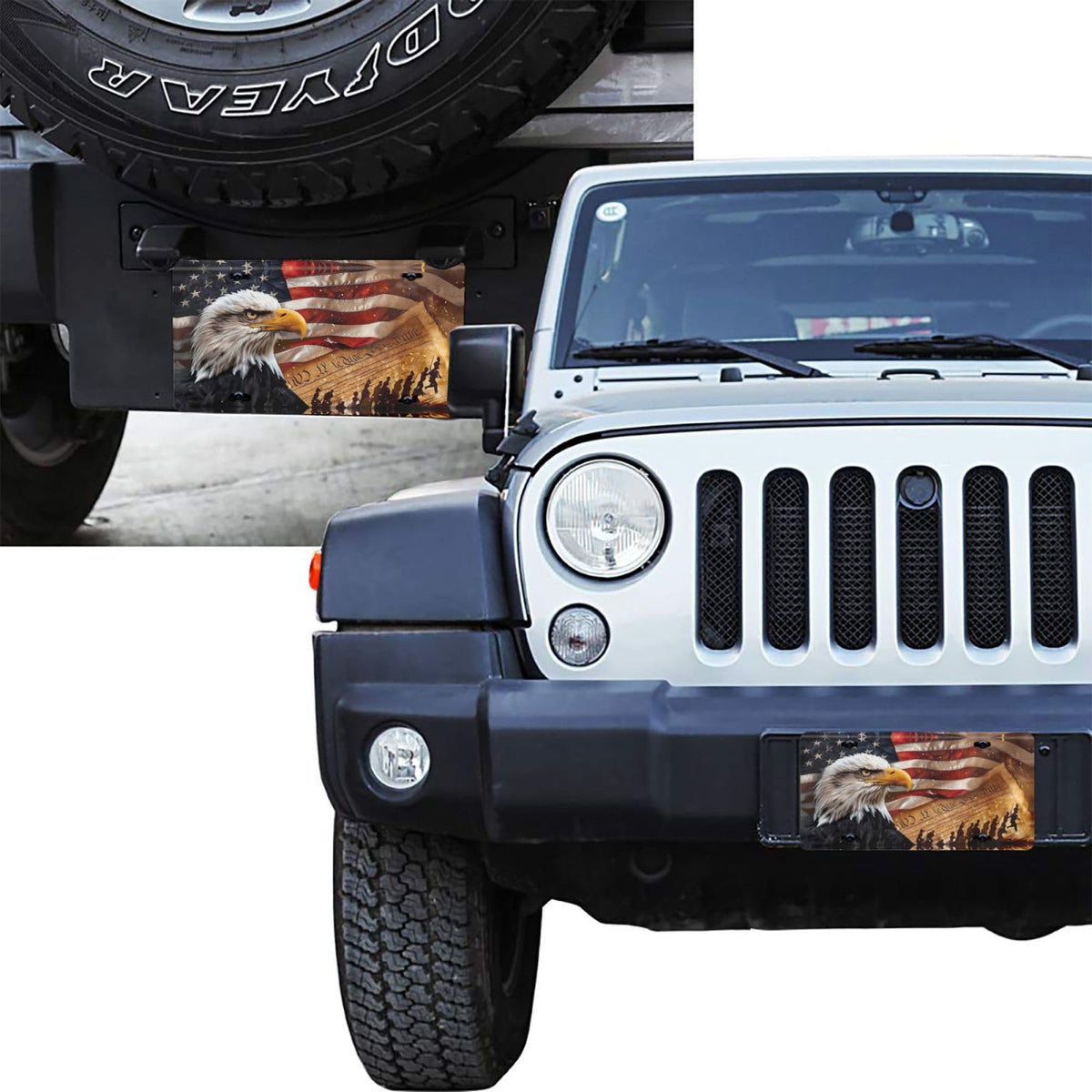 Bald Eagle American Flag We The People Front License Plate Aluminum Decorative License Plates Metal Car Plate 6"X12" Novelty Vanity Tag Cover with 4 Holes Car Decor Accessory (Pink / 6 X 12 Inch)