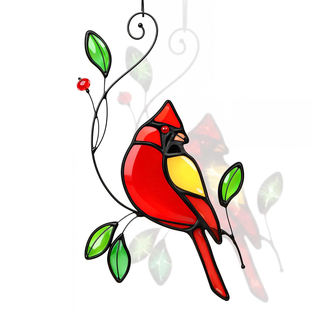 Cardinal Stained Glass Window Hanging Suncatcher (Red-cardinal / Small)