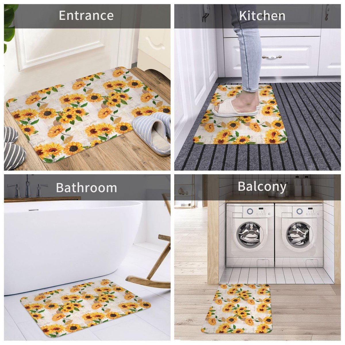 Sunflowers Bath Mat Non (1'4" x 1'11" (Rectangular) / Sunflowers)