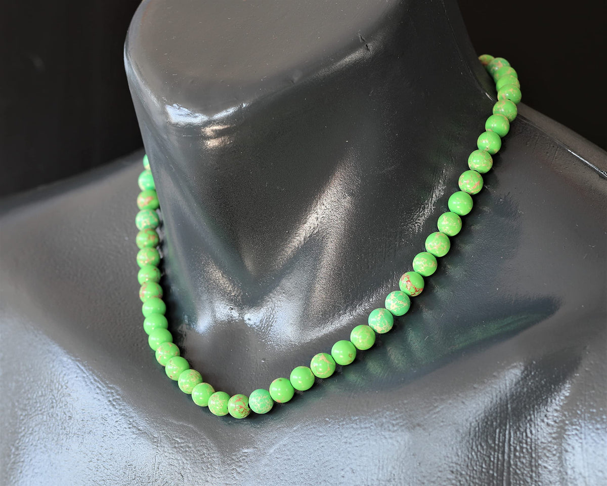 Natural Green Imperial Jasper Beaded Choker Necklace (Green Imperial Jasper / 18 Inches)