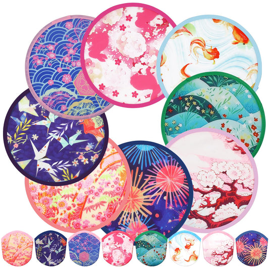 104 Pcs Japanese Foldable Flying Fan Round Hand Disc (Japanese Fan)