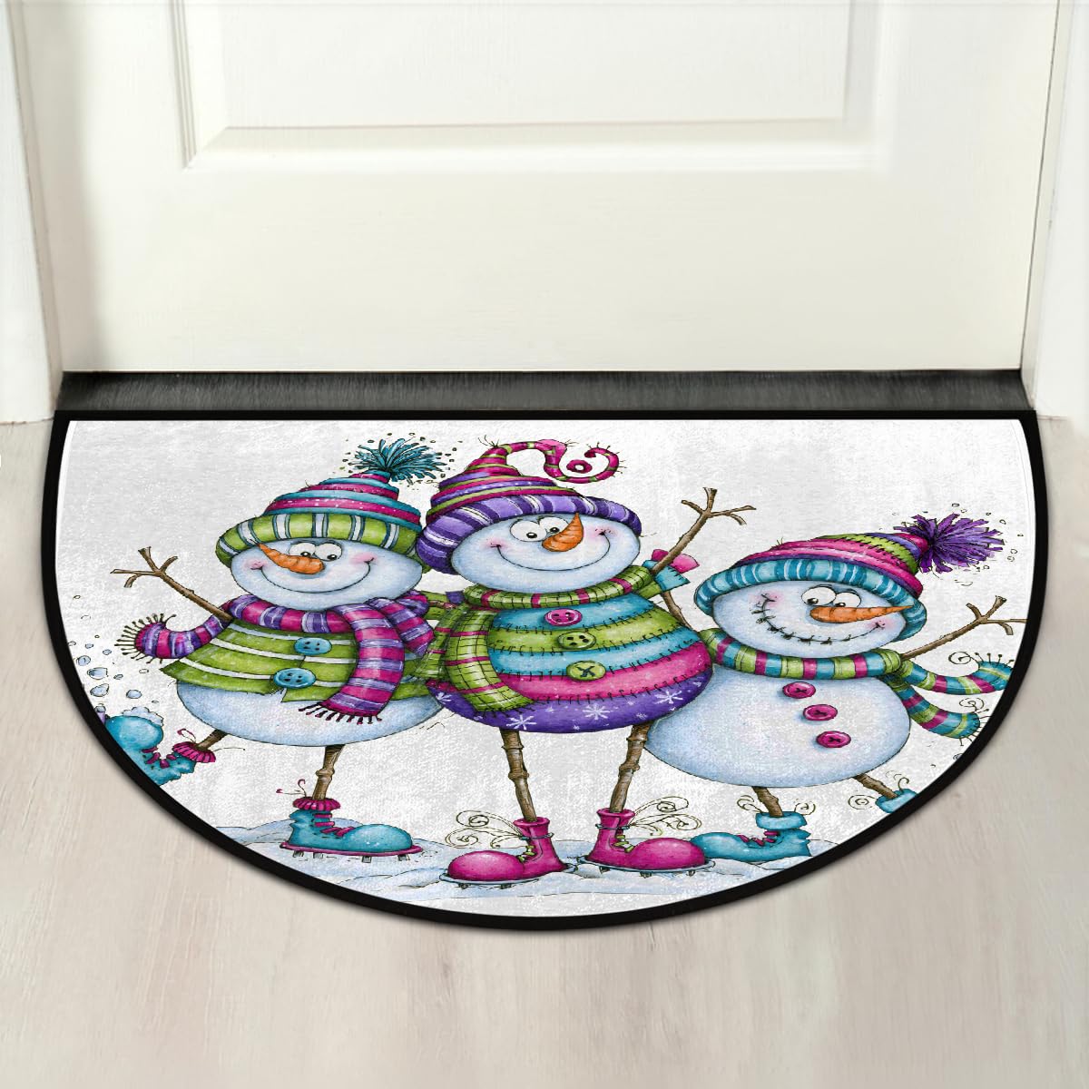 Christmas Half Round Doormat Non Slip Semi Circle Rug Outdoor Welcome Mat (Z-113)