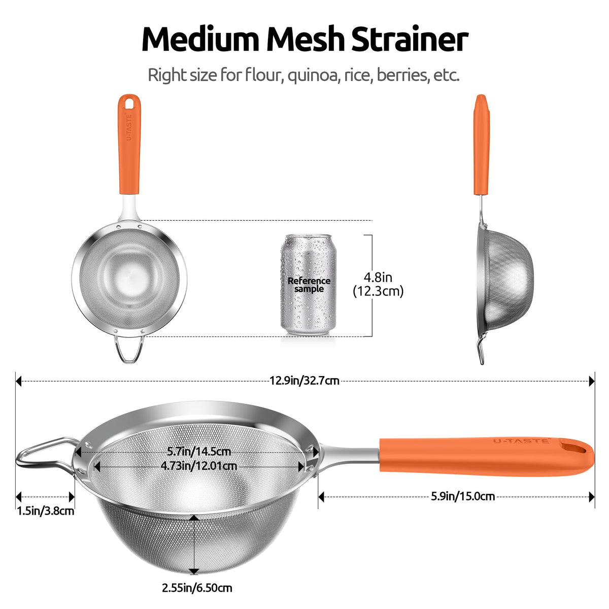 Fine Mesh Strainer (M-4.73in / (6) Orange)