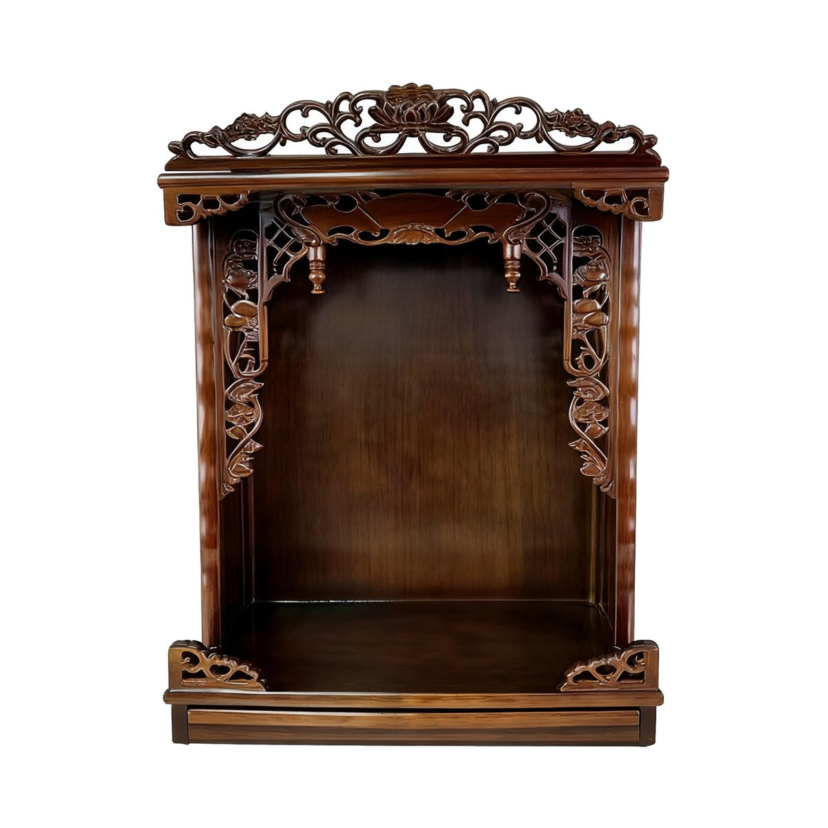 Wall mounted desktop wood buddhist altar (Black Walnut / 75cm/29.5in)
